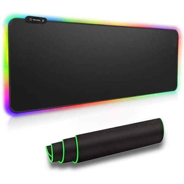 Mouse Pad Gamer Iluminado Rgb Led 80x30cm Preto